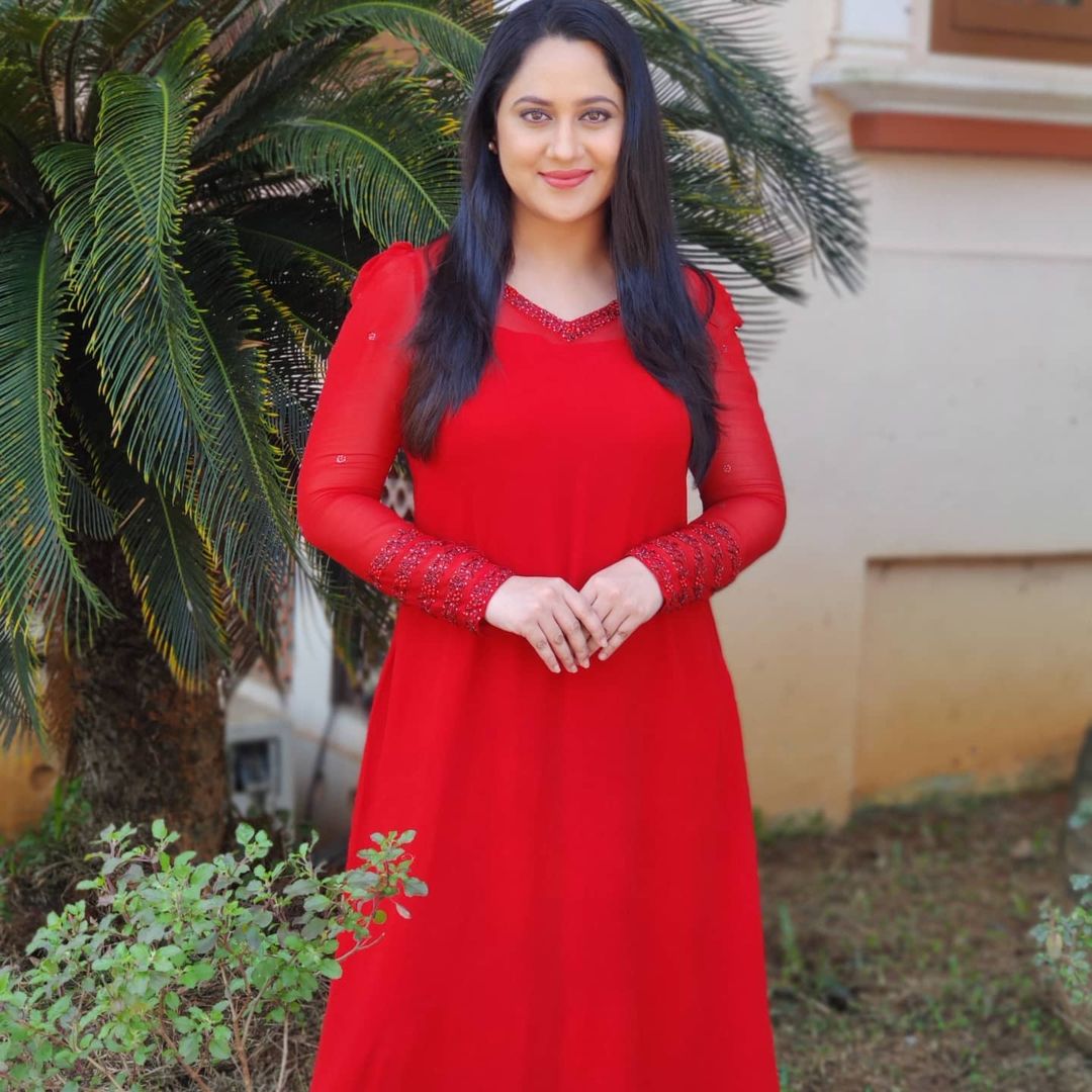 Malayalam Actress Miya George Images in Red Dress